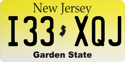 NJ license plate I33XQJ