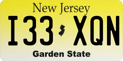 NJ license plate I33XQN