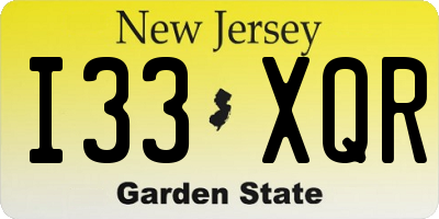 NJ license plate I33XQR
