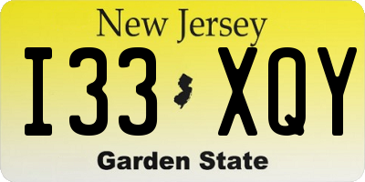 NJ license plate I33XQY