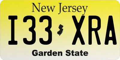NJ license plate I33XRA