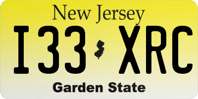 NJ license plate I33XRC