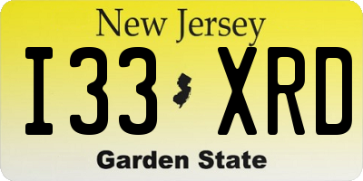 NJ license plate I33XRD