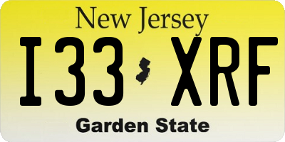 NJ license plate I33XRF
