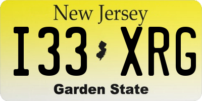 NJ license plate I33XRG