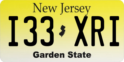 NJ license plate I33XRI