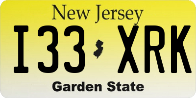 NJ license plate I33XRK