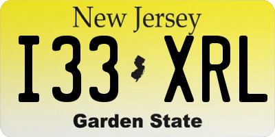 NJ license plate I33XRL