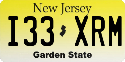 NJ license plate I33XRM