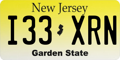 NJ license plate I33XRN