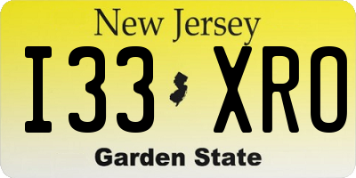NJ license plate I33XRO