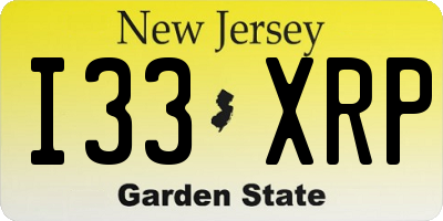 NJ license plate I33XRP