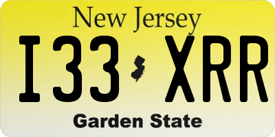 NJ license plate I33XRR