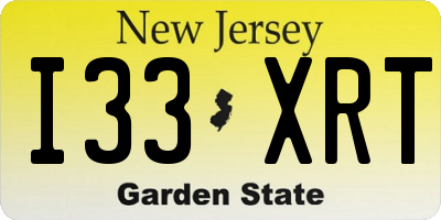 NJ license plate I33XRT