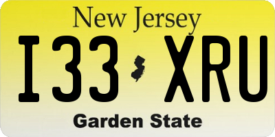 NJ license plate I33XRU