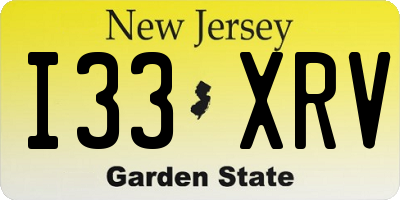 NJ license plate I33XRV