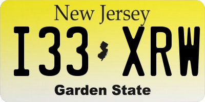 NJ license plate I33XRW