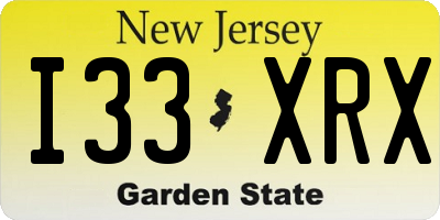 NJ license plate I33XRX