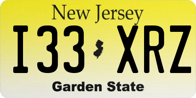 NJ license plate I33XRZ