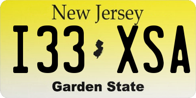NJ license plate I33XSA