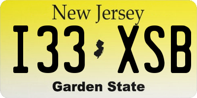 NJ license plate I33XSB