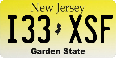 NJ license plate I33XSF