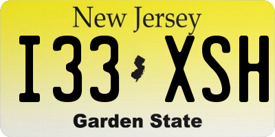 NJ license plate I33XSH