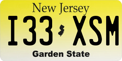 NJ license plate I33XSM