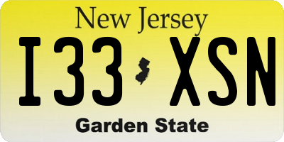 NJ license plate I33XSN