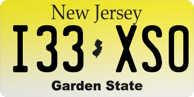 NJ license plate I33XSO