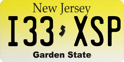 NJ license plate I33XSP