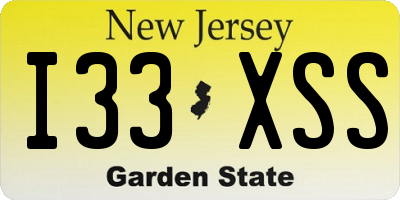 NJ license plate I33XSS