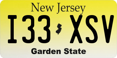 NJ license plate I33XSV