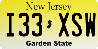 NJ license plate I33XSW