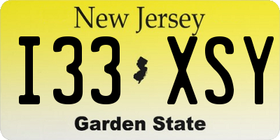 NJ license plate I33XSY
