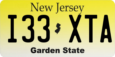 NJ license plate I33XTA