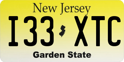 NJ license plate I33XTC