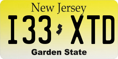NJ license plate I33XTD