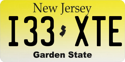 NJ license plate I33XTE