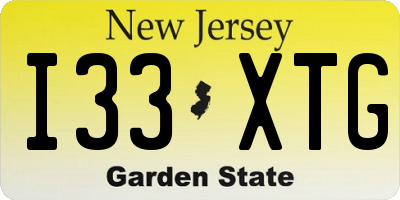 NJ license plate I33XTG