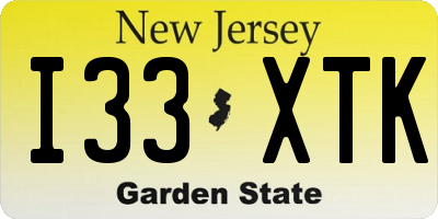 NJ license plate I33XTK