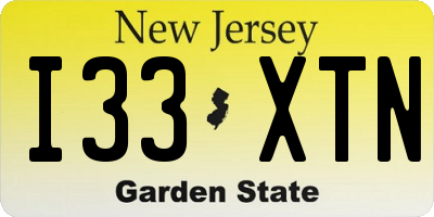 NJ license plate I33XTN