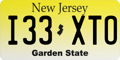 NJ license plate I33XTO