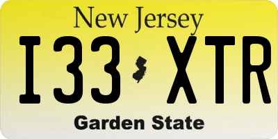 NJ license plate I33XTR