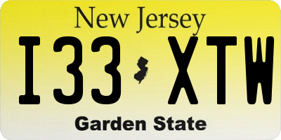 NJ license plate I33XTW