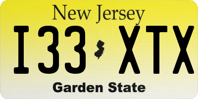 NJ license plate I33XTX