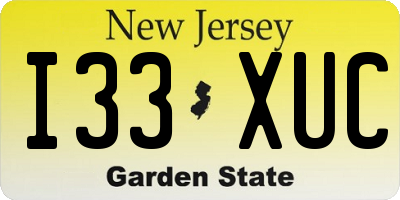 NJ license plate I33XUC