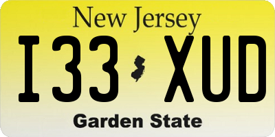 NJ license plate I33XUD