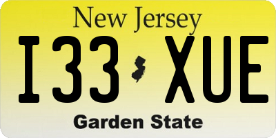 NJ license plate I33XUE