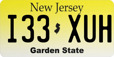 NJ license plate I33XUH